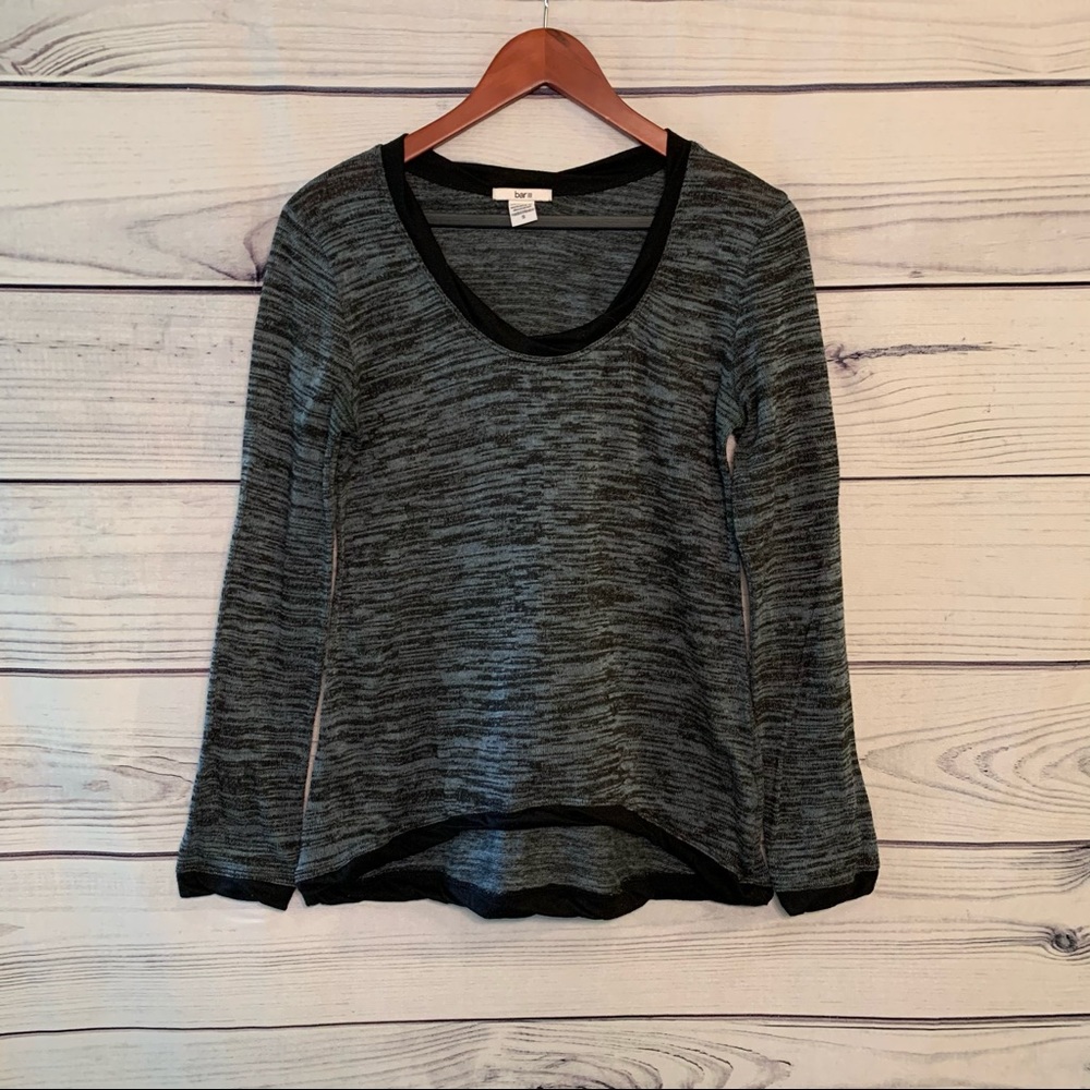 Bar III Marled Gray Long Sleeve Top